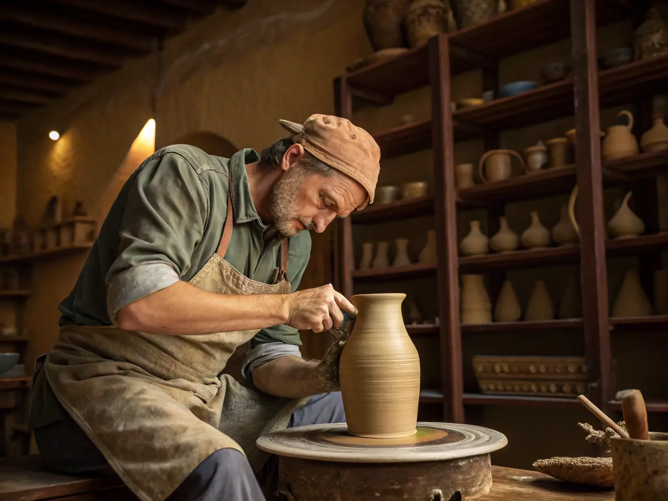 A vibrant image showcasing participants engaged in a pottery workshop, with clay, tools, and finished pieces visible, capturing the creative atmosphere and hands-on learning experience.